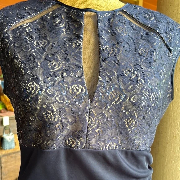 Elegant Blue Sleeveless Dress - Picture 2 of 7